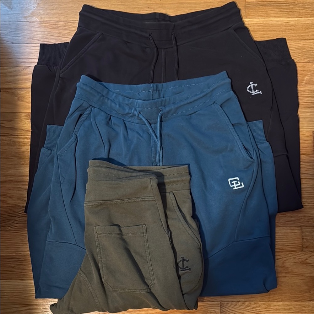 Men's Casual Jogger Pants Set - Black, Blue, and Olive Cliford Lenox